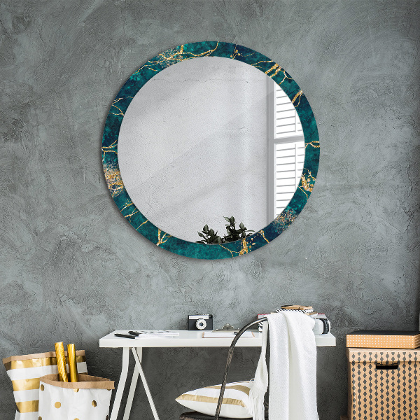 Circle decorative mirror Green malachite marble