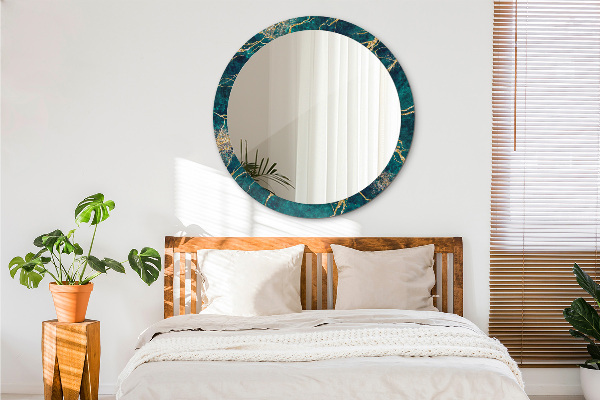 Circle decorative mirror Green malachite marble