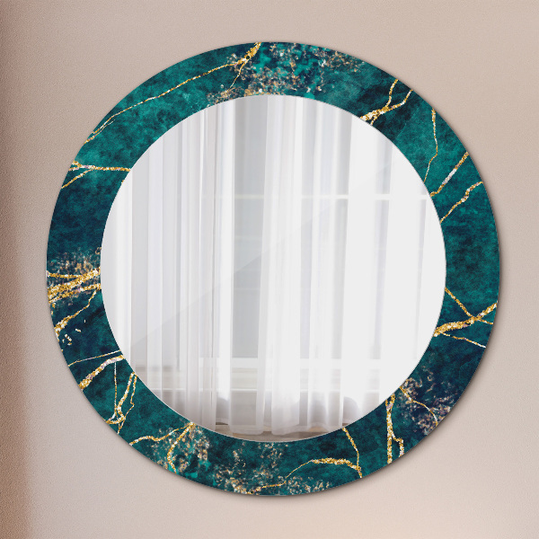 Circle decorative mirror Green malachite marble