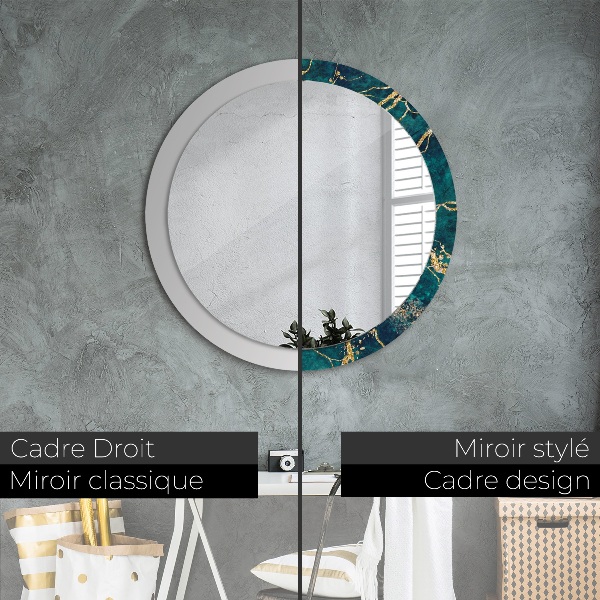 Circle decorative mirror Green malachite marble