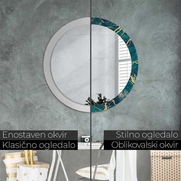 Circle decorative mirror Green malachite marble