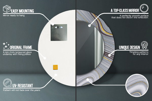 Circle decorative mirror Gray marble