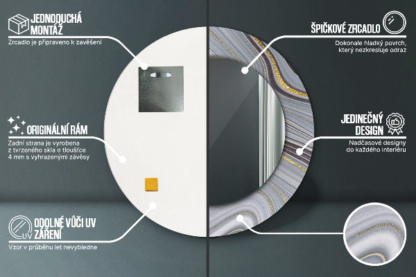 Circle decorative mirror Gray marble