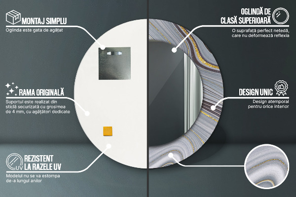 Circle decorative mirror Gray marble