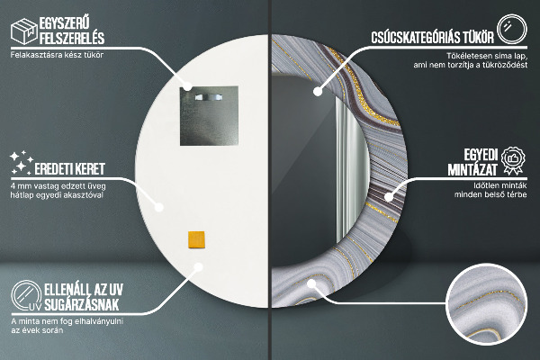 Circle decorative mirror Gray marble