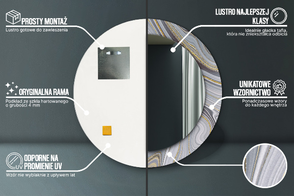 Circle decorative mirror Gray marble