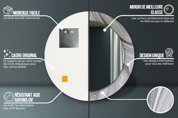 Circle decorative mirror Gray marble