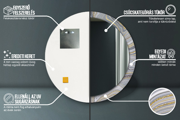 Circle decorative mirror Gray marble