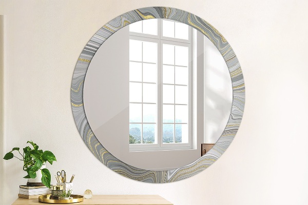 Circle decorative mirror Gray marble