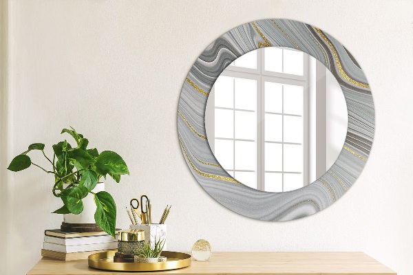 Circle decorative mirror Gray marble
