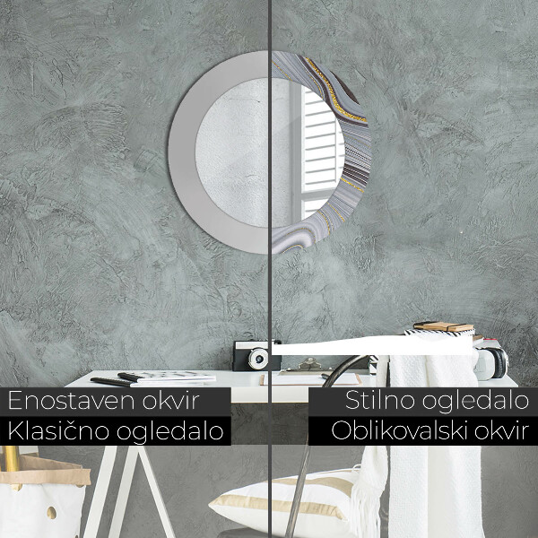 Circle decorative mirror Gray marble