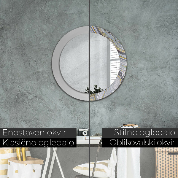 Circle decorative mirror Gray marble