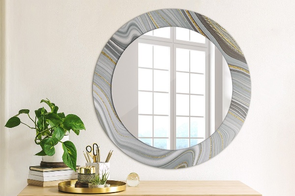 Circle decorative mirror Gray marble