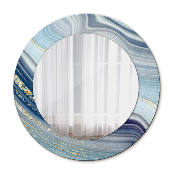 Round wall mirror design Blue marble