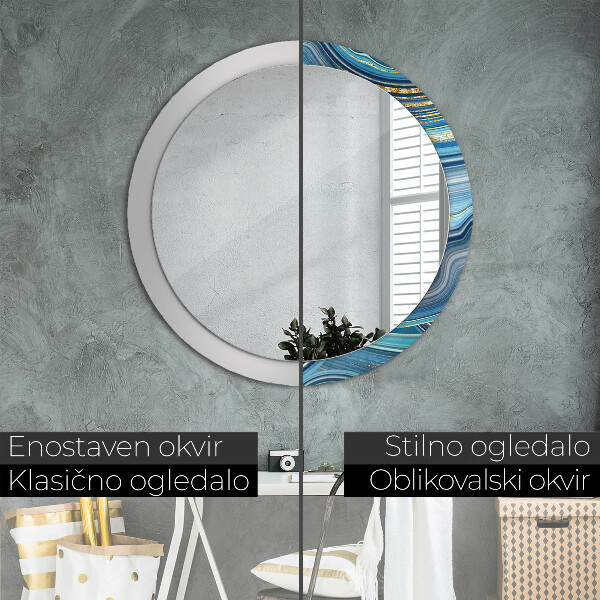 Round wall mirror design Blue marble