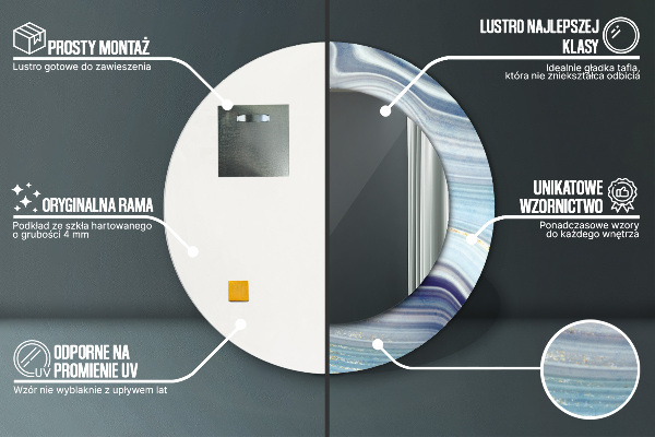 Round wall mirror design Blue marble