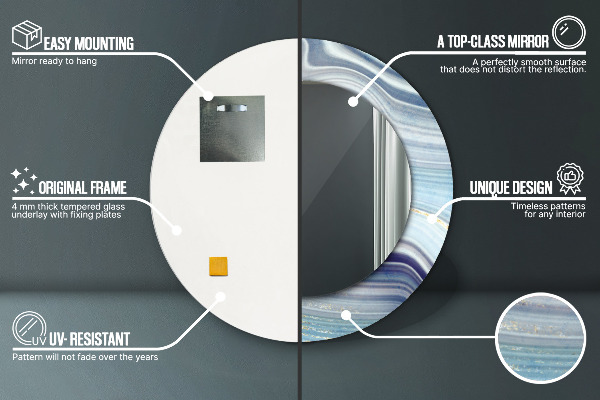 Round wall mirror design Blue marble