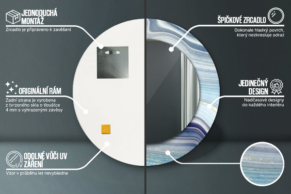 Round wall mirror design Blue marble