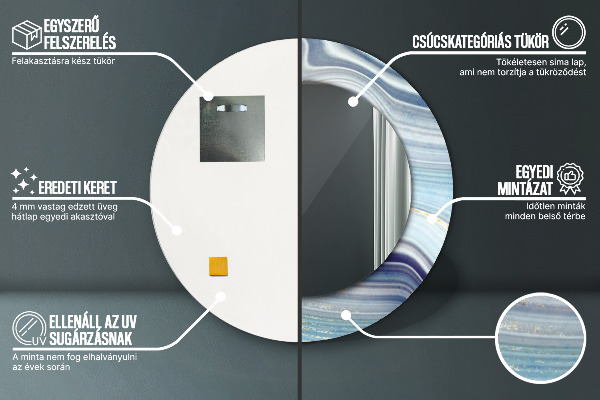 Round wall mirror design Blue marble