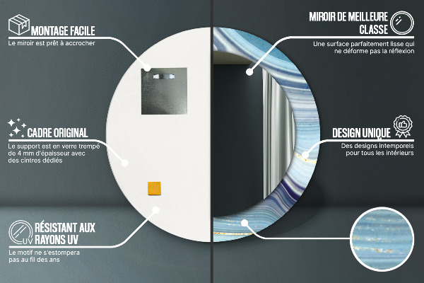 Round wall mirror design Blue marble