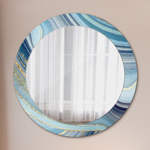 Round wall mirror design Blue marble