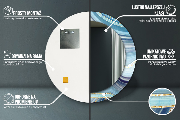 Round wall mirror design Blue marble