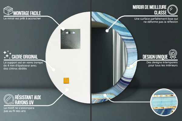 Round wall mirror design Blue marble