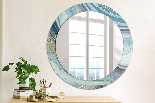 Round wall mirror design Blue marble