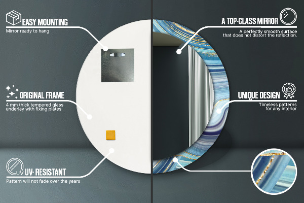 Round wall mirror design Blue marble