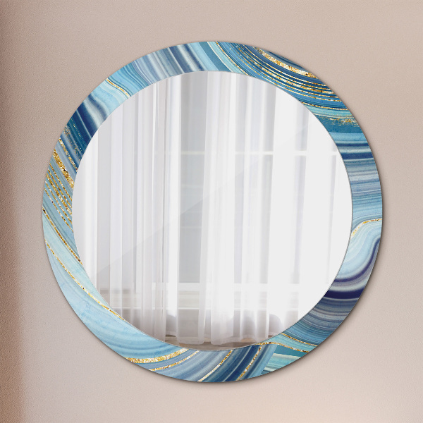 Round wall mirror design Blue marble