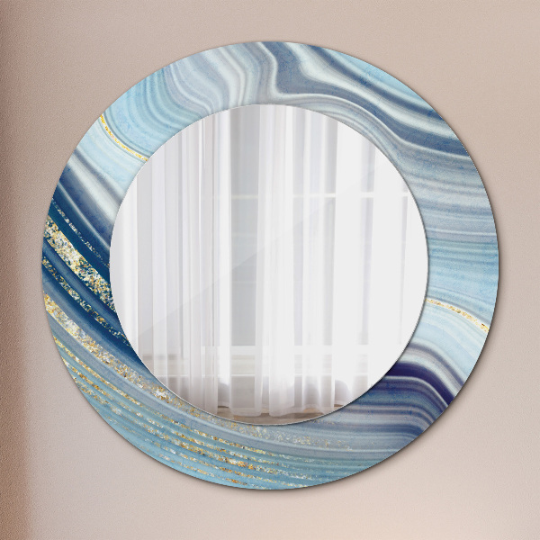 Round wall mirror design Blue marble