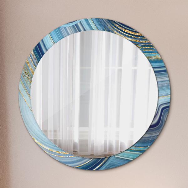 Round wall mirror design Blue marble