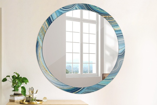 Round wall mirror design Blue marble