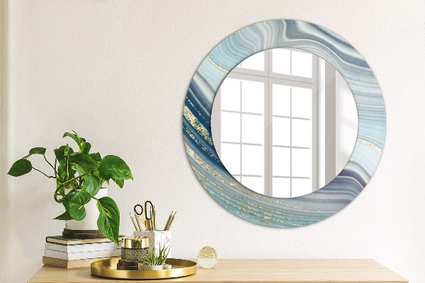 Round wall mirror design Blue marble