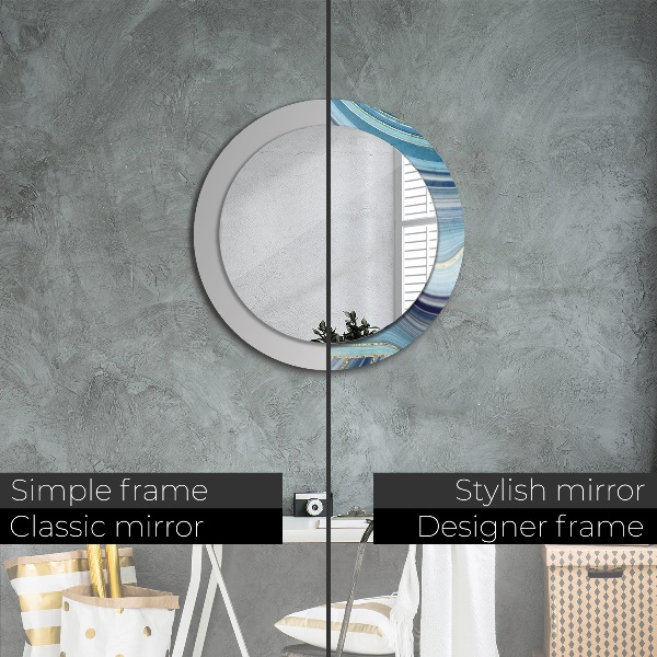 Round wall mirror design Blue marble