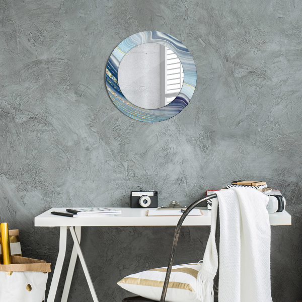 Round wall mirror design Blue marble
