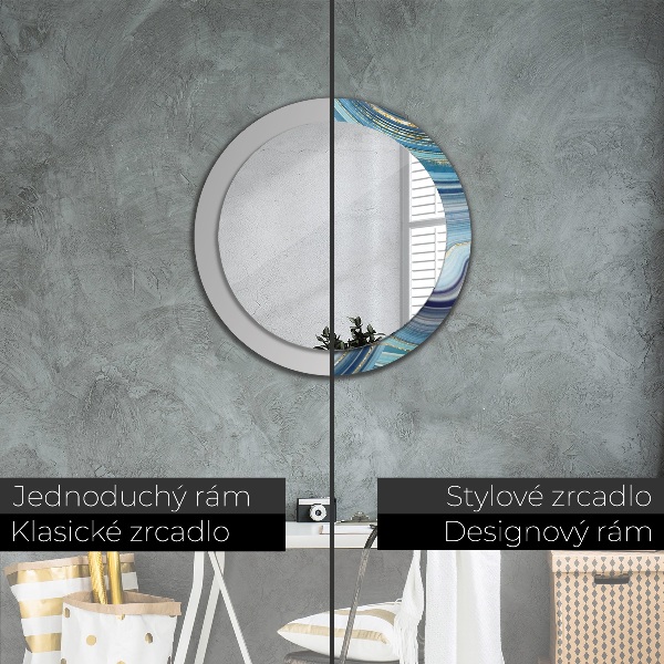 Round wall mirror design Blue marble