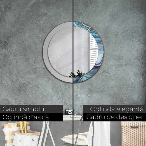 Round wall mirror design Blue marble