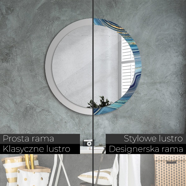 Round wall mirror design Blue marble