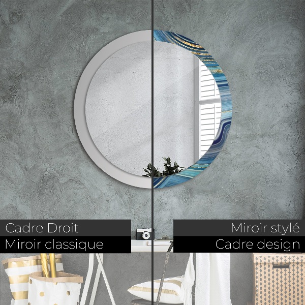 Round wall mirror design Blue marble