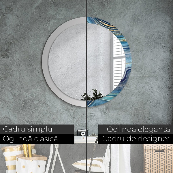 Round wall mirror design Blue marble