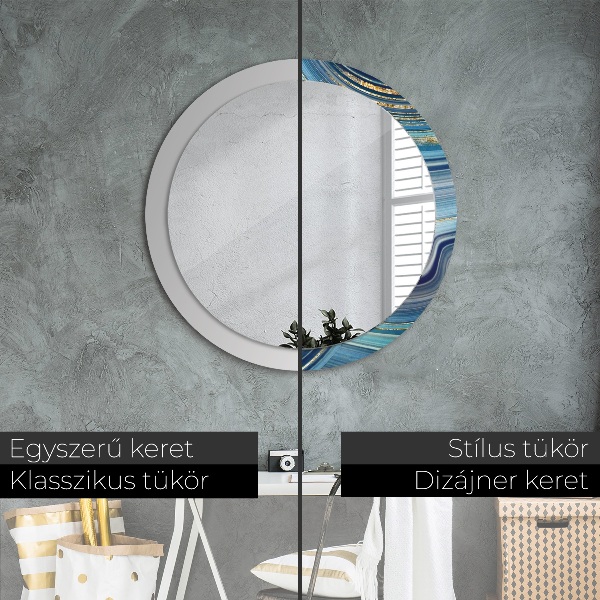 Round wall mirror design Blue marble