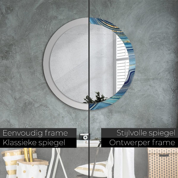 Round wall mirror design Blue marble