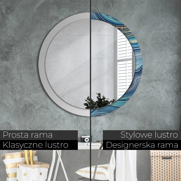 Round wall mirror design Blue marble