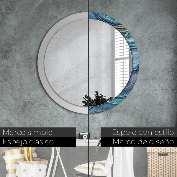 Round wall mirror design Blue marble