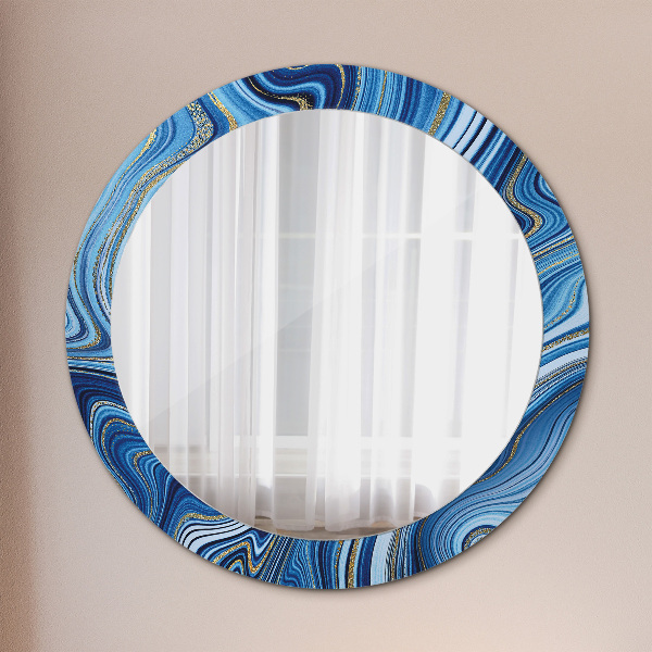 Round printed mirror Blue marble