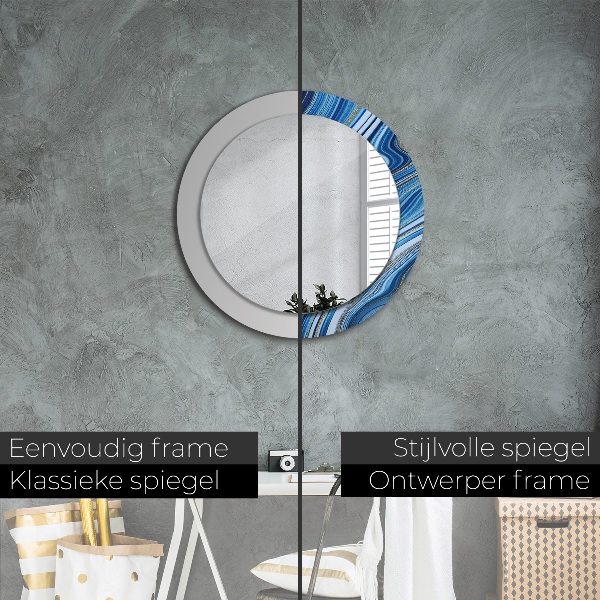 Round printed mirror Blue marble