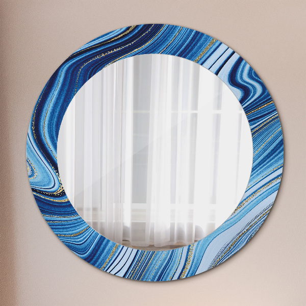 Round printed mirror Blue marble