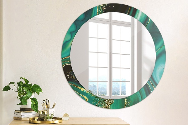 Round printed mirror Emerald marble