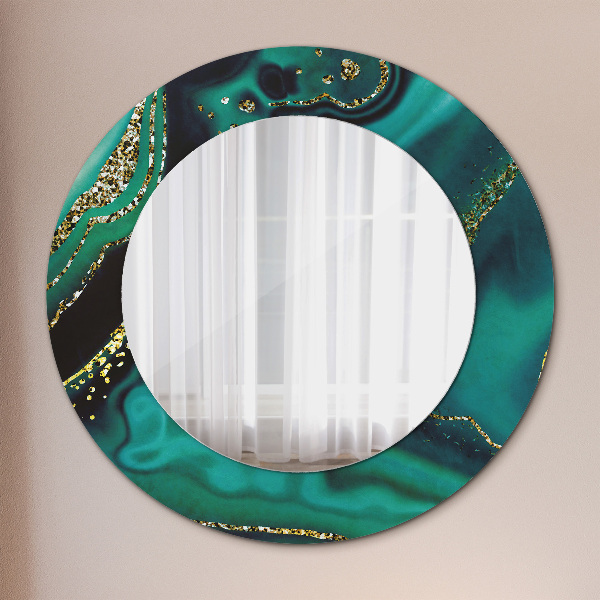 Round printed mirror Emerald marble